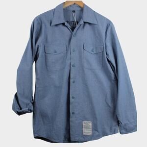 NEW Alcatraz Inmate Chambray Shirt Men Small US Penitentiary Blue Preppy Casual